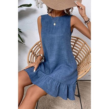 Ashleigh Blue Knot Scoop Back Ruffle Hem Sleeveless Mini Dress