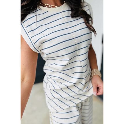 Sail Blue Casual Wide Leg 2pcs Pants Set