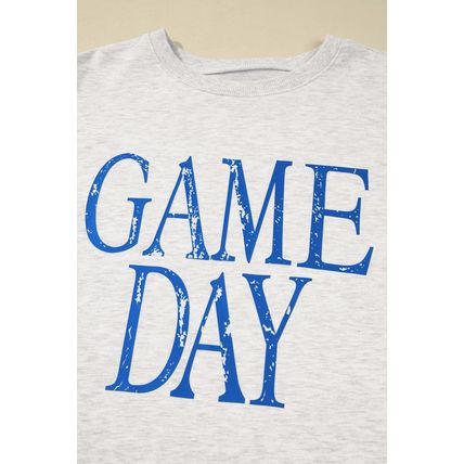 Blue Vintage Washed GAME DAY Graphic Baggy Sweatshirt