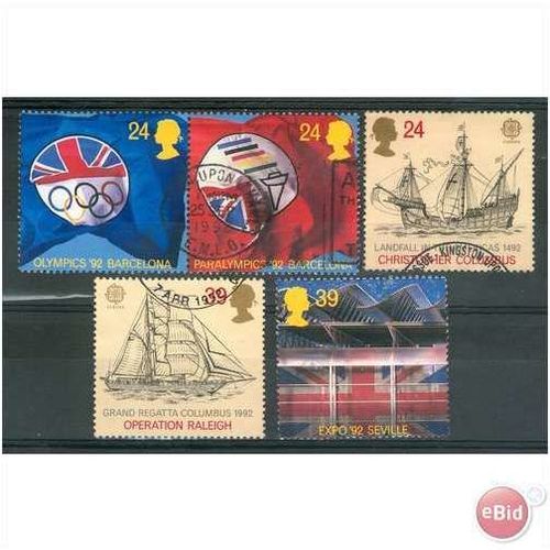 GB stamps 1992 used Set - SG 1615-1619 - Europa, International Events