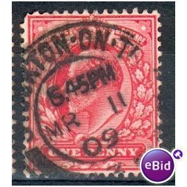 GB stamps 1902-10 KEV11 - 1d SG219 Stockton On Tees 28