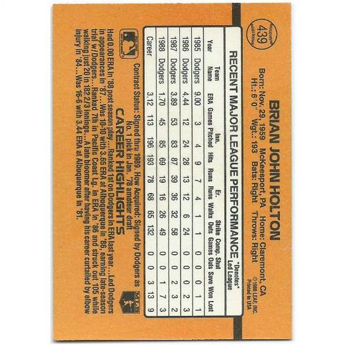 1989 Donruss - #439 - Brian John Holton
