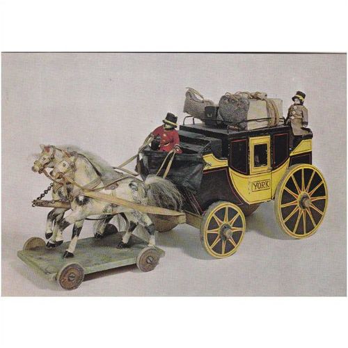 Colour Postcard - Toy Stage Coach & Horses c 1835