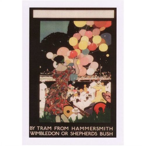Poster Art Postcard London Transport Wimbledon Tennis Tram Shepherds Bush Taylor