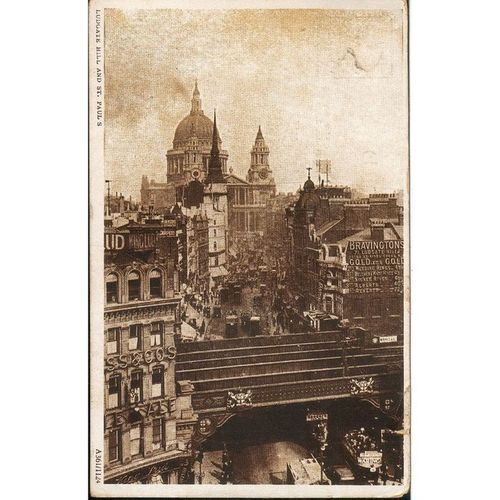 Antique Postcard 1914 - Ludgate Hill & St. Paul's, London - DS A361/1124
