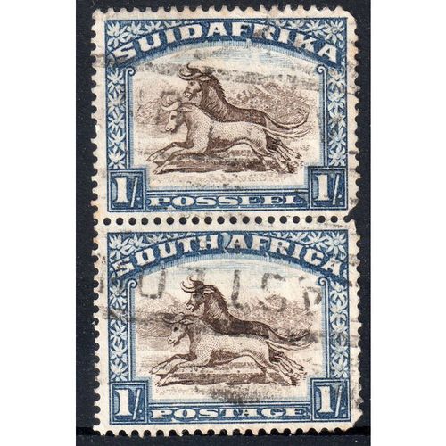1927 SOUTH AFRICA Sg36 1/- BILINGUAL PAIR GOOD USED (BT57)