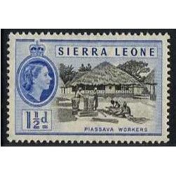 Sierra Leone 1956 1½d Black & Ultramarine Mounted Mint MM SG 212 Piassava stamp