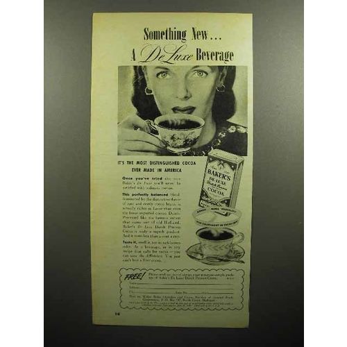 1947 Baker's De Luxe Cocoa Ad - Something New