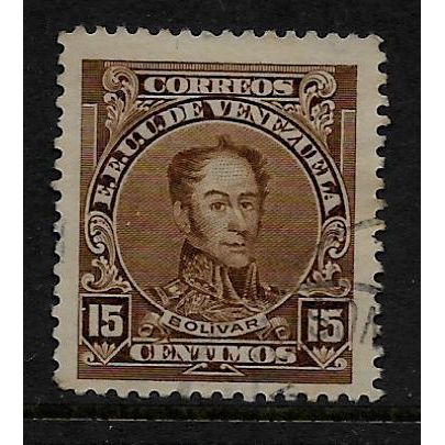 VENEZUELA 1915 15c BROWN SIMON BOLIVAR SG 382 FINE USED#