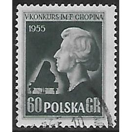 Mi 880 C: 60 gr. blackish blue-green 5th Int. Chopin Piano Competition, p. 12¾