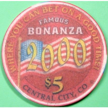 Bonanza. $5 Casino Chip. Central City, CO. Millennium. Z64.