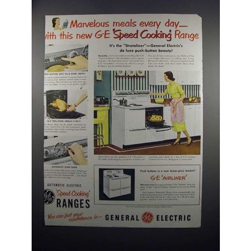 1951 General Electric Stratoliner Range Ad - Marvelous