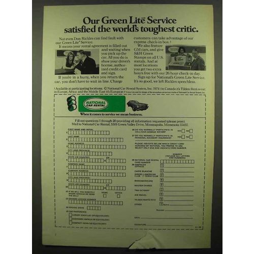 1974 National Car Rental Ad - Don Rickles