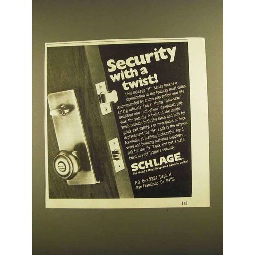 1979 Schlage H series Lock Ad - Security With a Twist