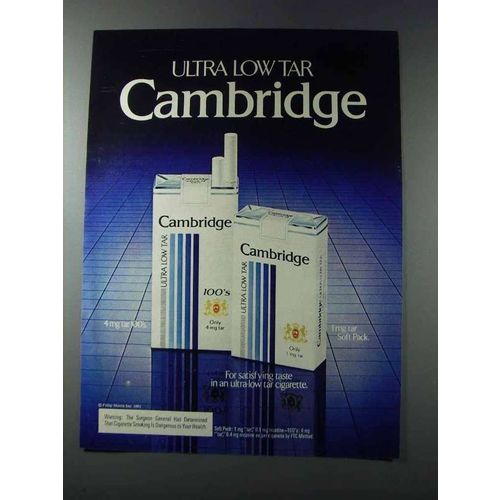 1981 Cambridge Cigarettes Ad - Ultra Low Tar