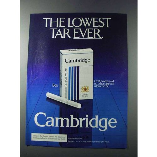 1981 Cambridge Cigarettes Ad - The Lowest Tar Ever