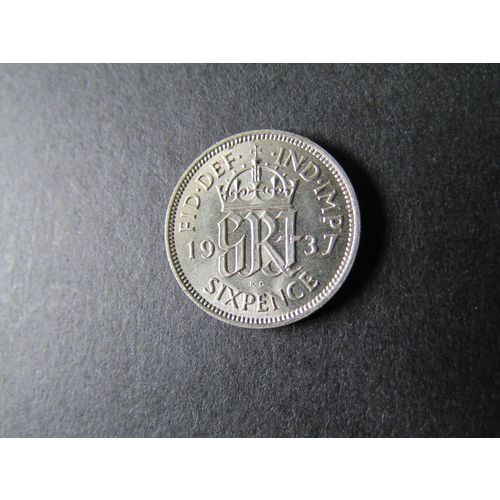 1937 GEORGE VI SILVER SIXPENCE FREE POST. AE