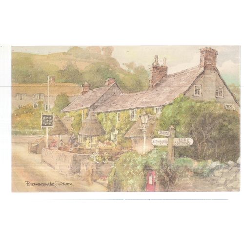 BRANSCOMBE, Devon. unused postcard from a David Skipp watercolour a =