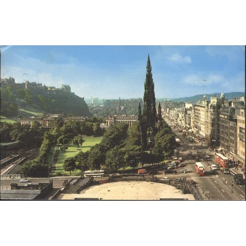 Vintage PC 1973 - Princes Street and The Scott Monument, Edinburgh, Scotland