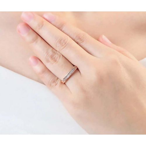 Genvieve Wedding Band 18K Rose Gold AAA CZ Size 7.75