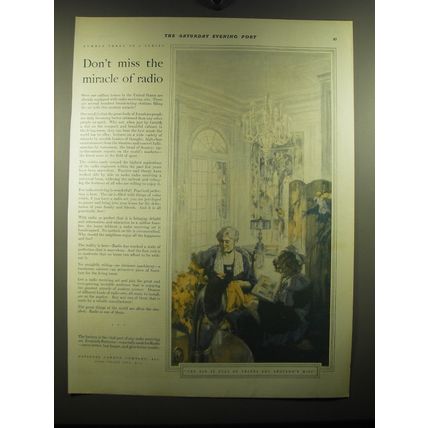 1923 National Carbon Company Ad - Don't miss the miracle of radio