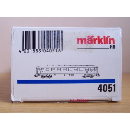 Marklin 4051 H0 Express Passenger Car 1st Cl. Metal, Illuminated DB Lightly Used