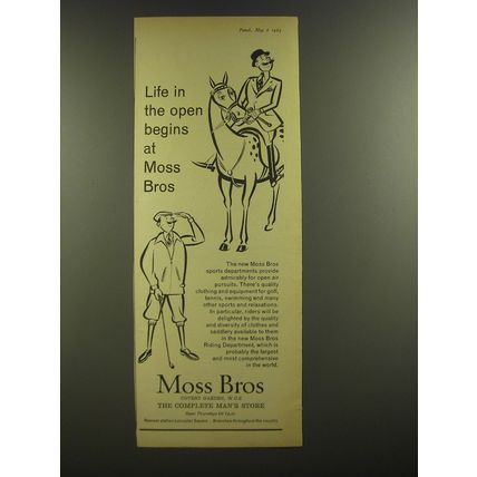 1964 Moss Bros Riding Department Ad - Life in the open begins at Moss Bros