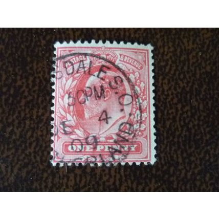 1902 GB King Edward VII SG219 1d scarlet fine used stamp