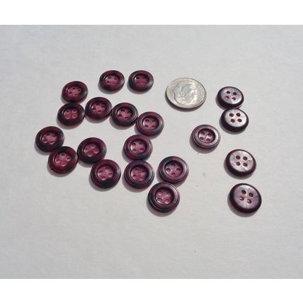 D20 Burgundy Shirt Buttons 12mm 7/16 4 Hole Round Sewing Crafting