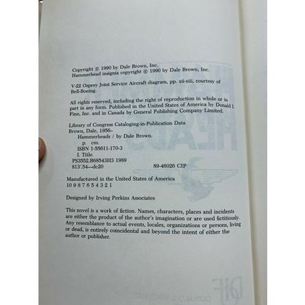 1990 1ST EDITION DALE BROWN "HAMMER HEADS" WAR FICTION USA HARDBACK BOOK (P5)