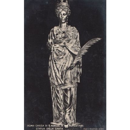 Santa Saint Chiesa Di Saint Agnese Statue Della Nomentara Italian Rome Postcard