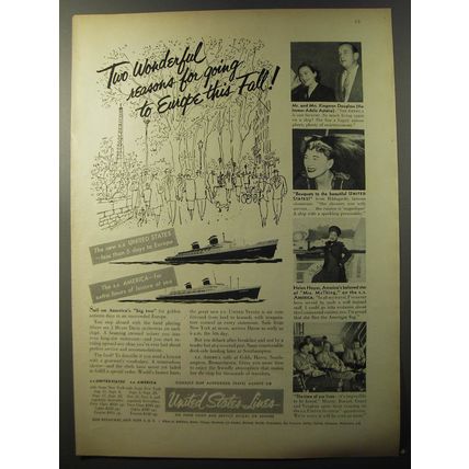 1953 United States Lines Cruise Ad - Two wonderful reasons for going to Europe