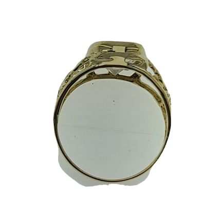 New Flying Eagle White Oval Stone Real 14k Yellow Gold Men Ring 5.4 Gr Size 10