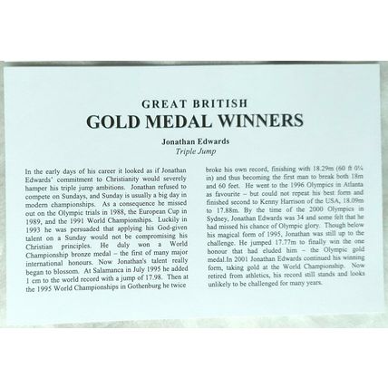 GOLD MEDAL WINNERS SALLY GUNNELL & JONATHAN EDWARDS HAND SIGNED AUTOGRAPHS