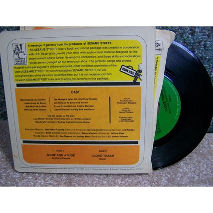 Sesame Street Book & Record - "Goin' For A Ride" & "I Love Trash".