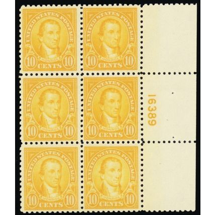 562, Mint VF NH 10¢ Plate Block of Six - Stuart Katz