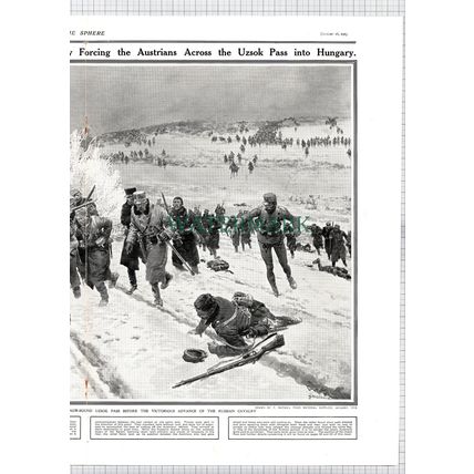 Russian Invasion Hungary Uzsok Pass Russian Cavalry Austria - 1915 Centrefold