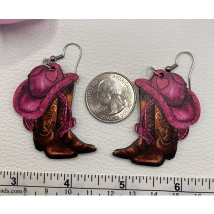 Earrings Home on the Range Floral Cowboy Boots & Hat #921