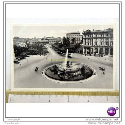 PIAZZA DELL' ESEDRA AND STATION, ROME, ITALY, 1937, Postcard