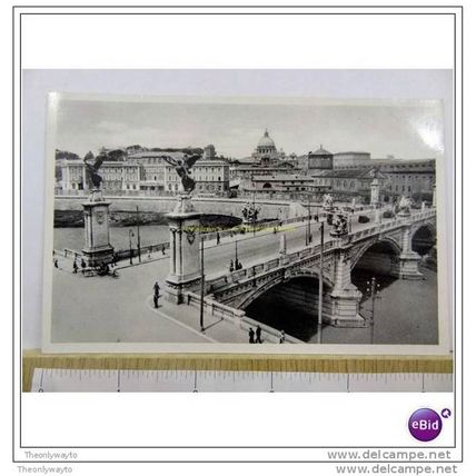 VICTOR EMMANUEL II BRIDGE, ROME, ITALY, Postcard, 1937, Postcard