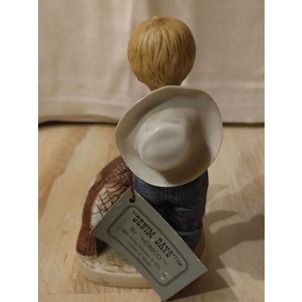 Denim Days By Homco Vintage 1985 Porcelain Figurine Boy A Time For Thanks