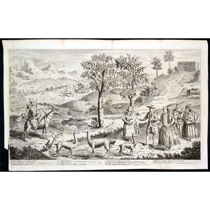 A LIMA LADY IN HER RIDING DRESS 1790 Peru Mulatto Calash ANTIQUE ENGRAVING
