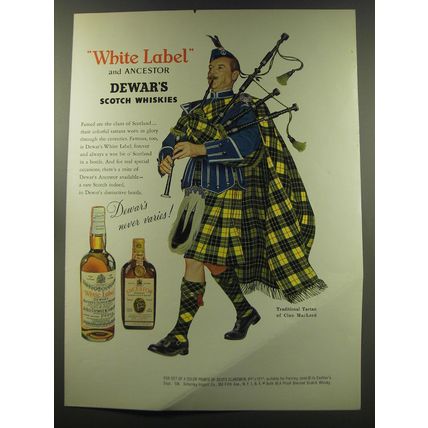 1960 Dewar's Scotch Ad - Traditional Tartan of Clan MacLeod