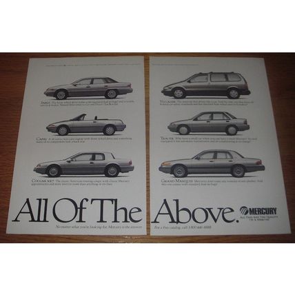 1993 Mercury Ad - Sable, Capri, Cougar XR7, Villager, Tracer and Grand Marquis