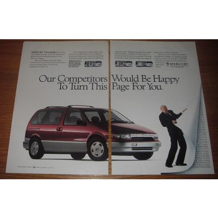 1993 Mercury Villager Minivan Ad - Competitors Turn This Page