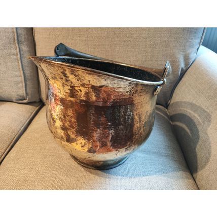 Vintage/Antique, Large, Brass & Bronze, Helmet Shaped, Coal Scuttle/Bucket