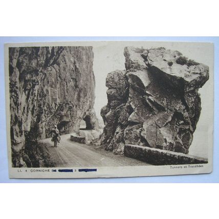 vintage postcard Corniche Tunnels, Italy
