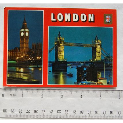 1981 postcard London, Big Ben & Tower Bridge