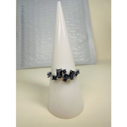 Bomb Party Sz8 Revealed BP Ring Fashion Jewelry RBP Blue Cluster Gems Rhodium P