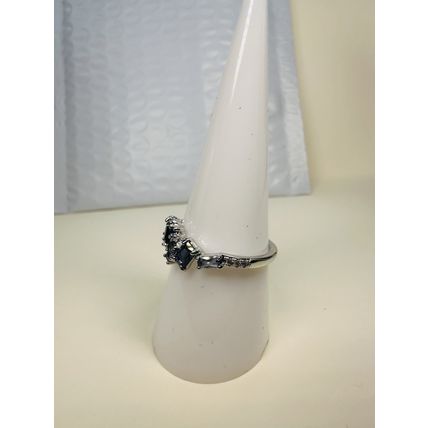 Bomb Party Sz8 Revealed BP Ring Fashion Jewelry RBP Blue Cluster Gems Rhodium P